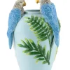 Aardewerk Vaas met Vogels kopen | Handgemaakte Blauwe 4D Vaas 20x31cm | Chique Living