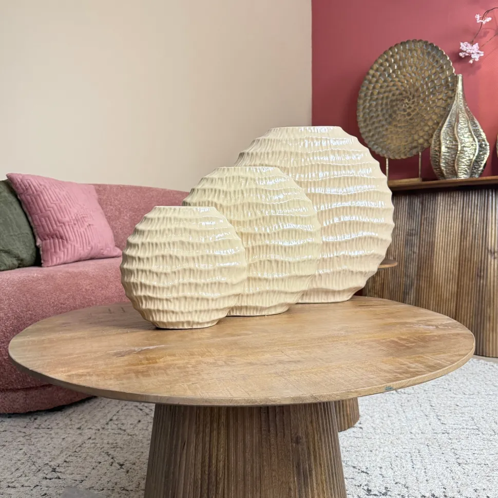 Beige Ovale Vaas ‘Lima’ – Aardewerk in 3 Maten | Chique-Living