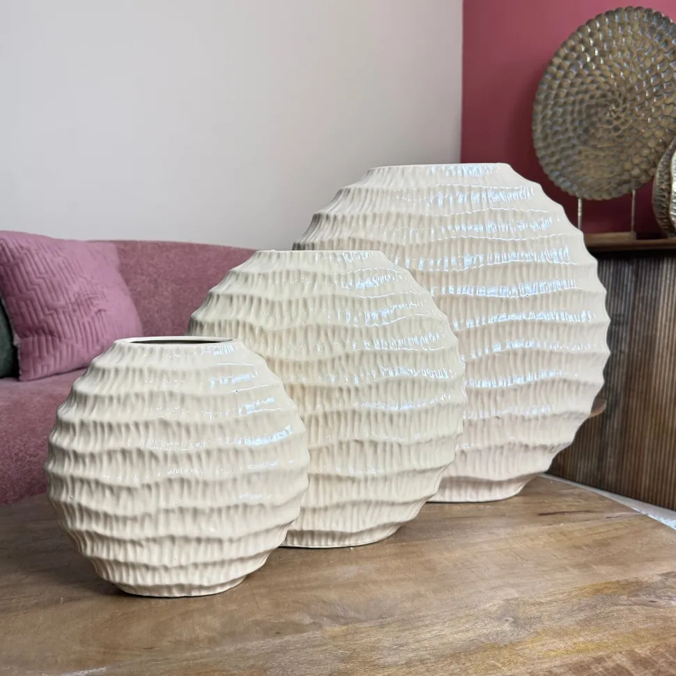 Beige Ovale Vaas ‘Lima’ – Aardewerk in 3 Maten | Chique-Living