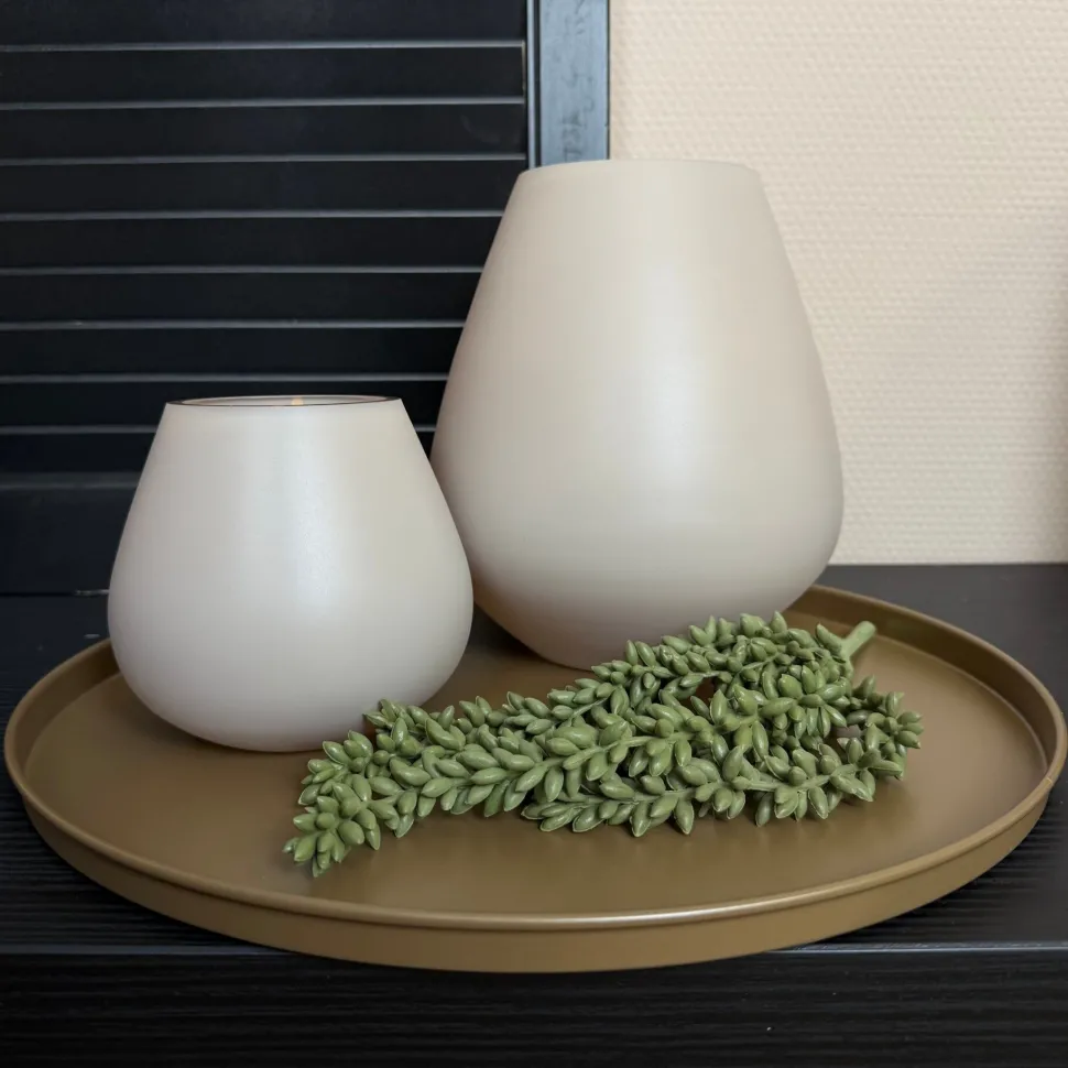 Beige Windlicht ‘Tasman’ | Vase The World | Verkrijgbaar in 2 maten | Chique-Living