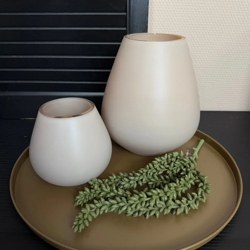 Beige Windlicht ‘Tasman’ | Vase The World | Verkrijgbaar in 2 maten | Chique-Living
