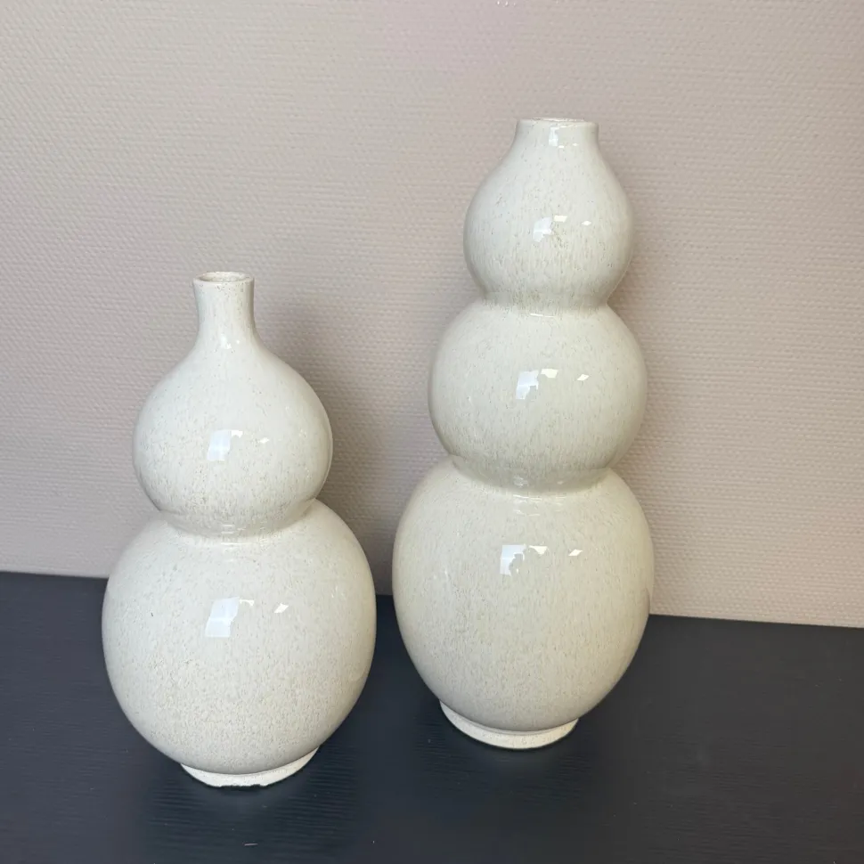 Bol Vaas Beige Spikkel – Aardewerk Vaas in 2 Maten | Japandi | Chique-Living