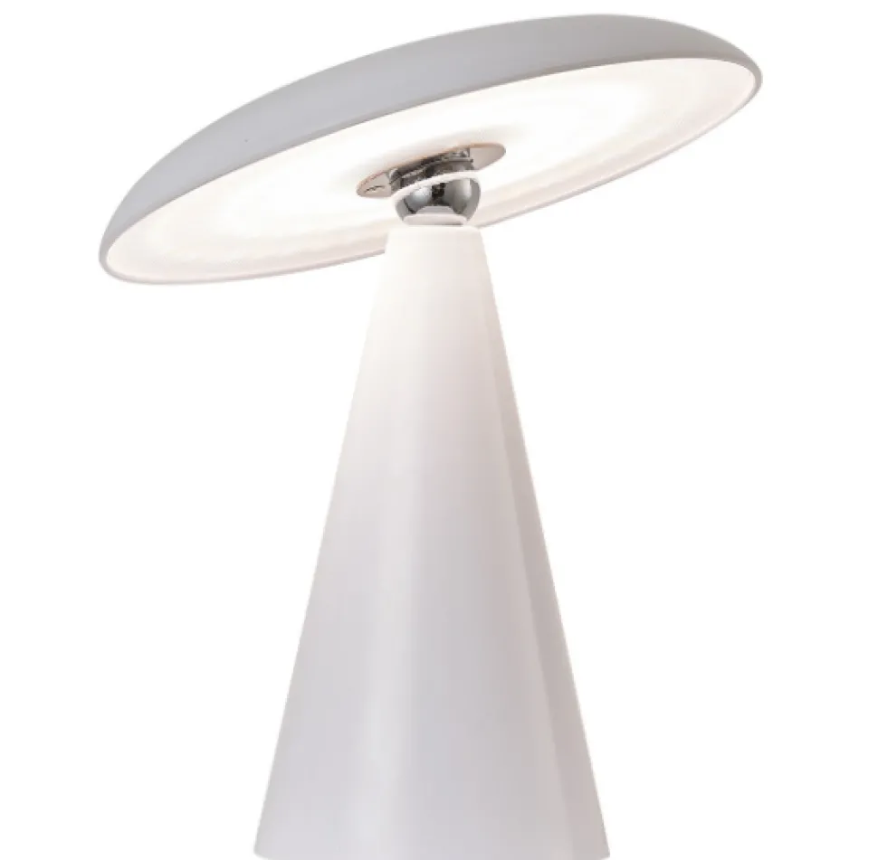 Bureaulamp ‘Mush’ LED Op Accu – Dimbare Tafellamp met Afneembare Kap en Kleurstanden | Wit | 23x23x26cm | Chique-Living