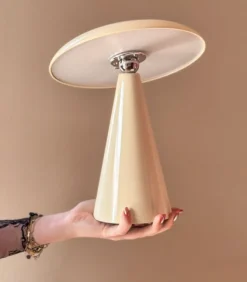 Bureaulamp ‘Mush’ LED Op Accu Beige kopen | Dimbare Tafellamp met Afneembare Kap & Kleurstanden | Chique Living