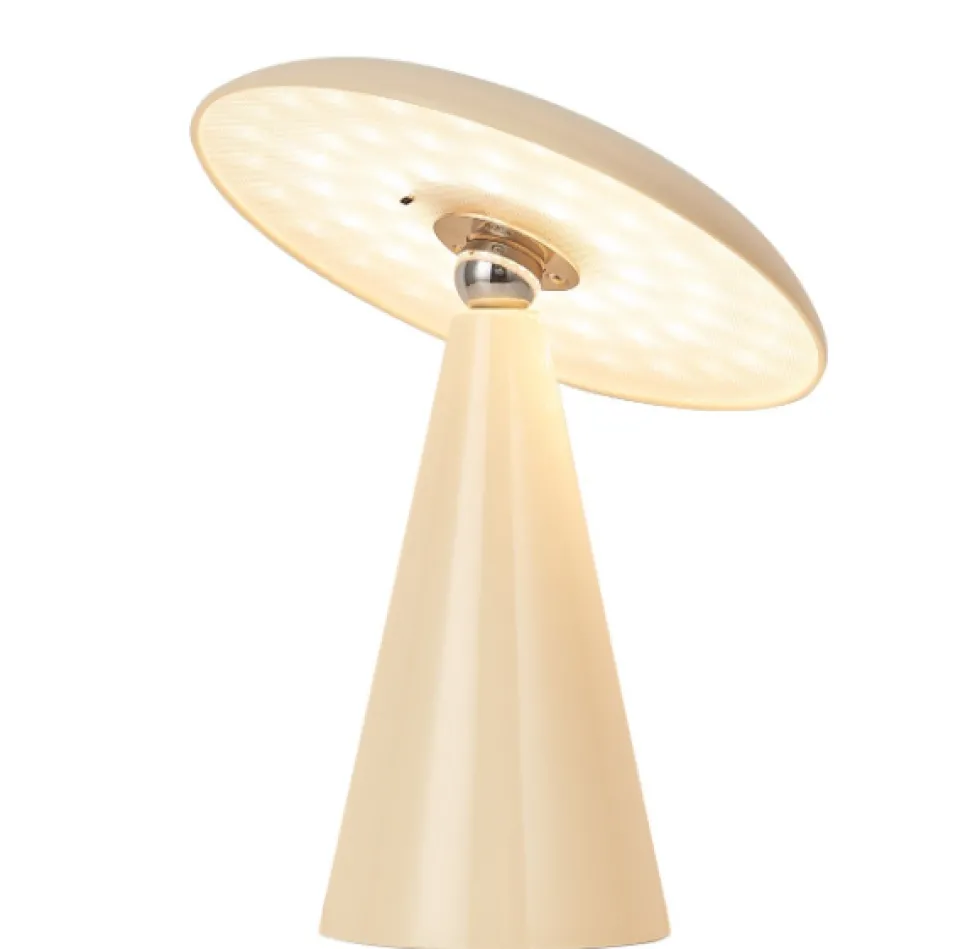 Bureaulamp ‘Mush’ LED Op Accu Beige kopen | Dimbare Tafellamp met Afneembare Kap & Kleurstanden | Chique Living