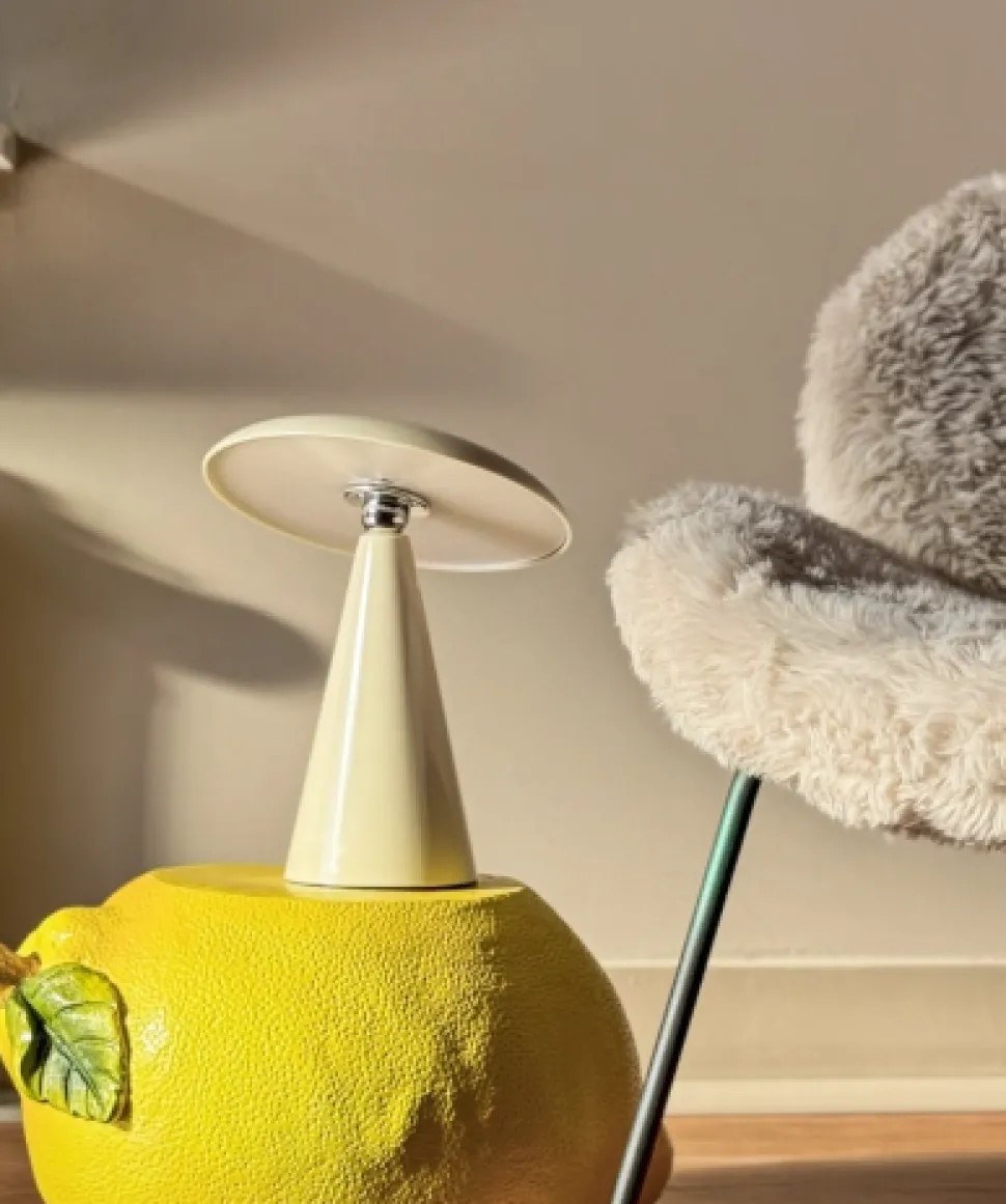 Bureaulamp ‘Mush’ LED Op Accu Beige kopen | Dimbare Tafellamp met Afneembare Kap & Kleurstanden | Chique Living