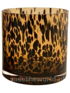 Cheetah Windlicht Bruin | Ø12 x H12 cm | Chique-Living