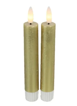 Countryfield LED Dinerkaarsen Metallic Goud – 15cm | Set van 2 met Afstandsbediening