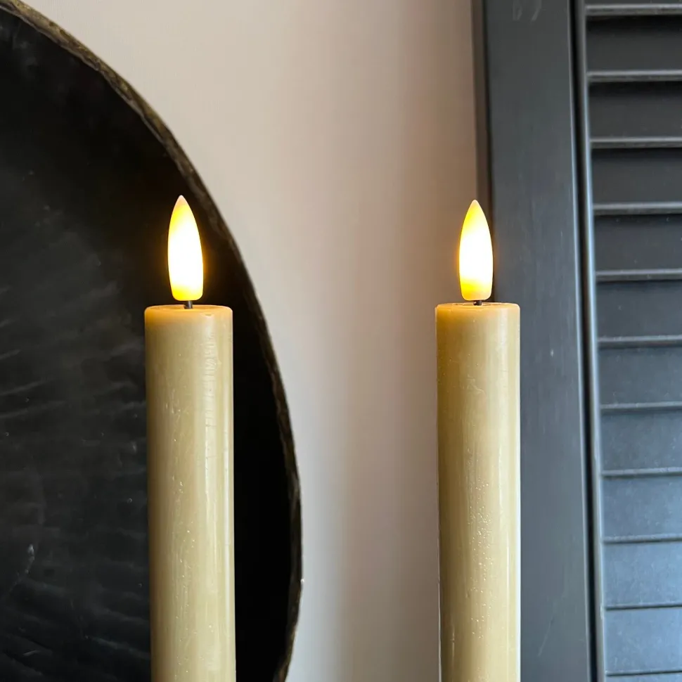 Countryfield LED Dinerkaarsen Taupe – 15cm | Set van 2 met Afstandsbediening