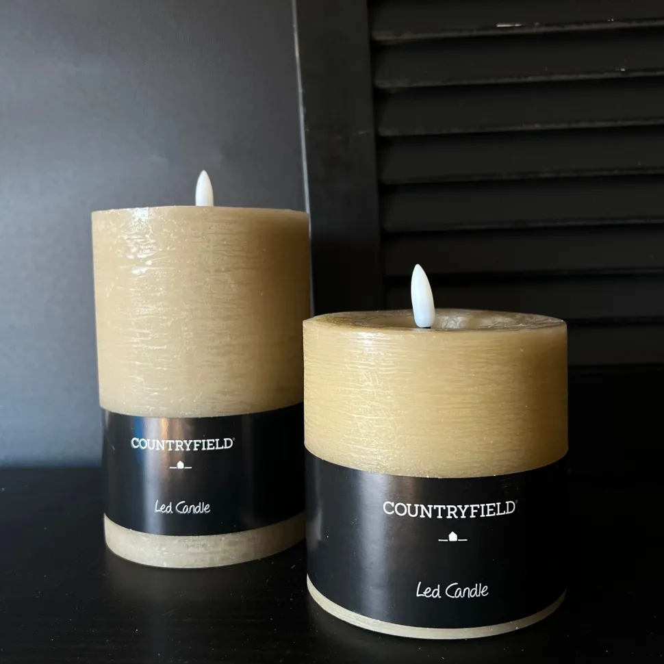 Countryfield LED Stompkaars Taupe – Wax Kaars op Batterij | 10cm Breed | 2 Maten