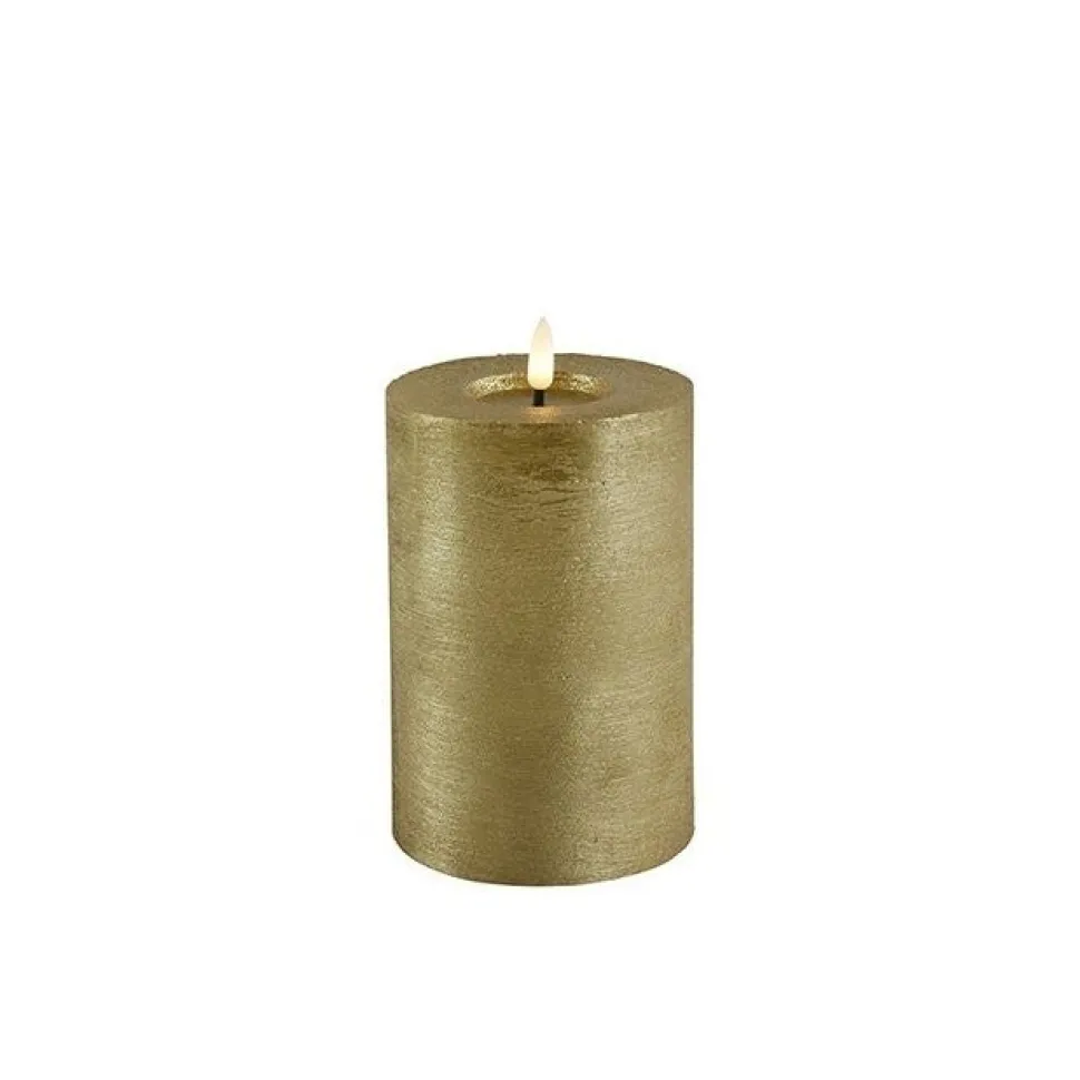 Countryfield LED Stompkaars Metallic Goud – 10cm Breed | Luxe Wax Kaarsen op Batterij | 2 Maten