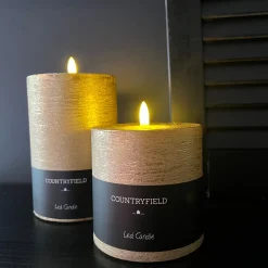 Countryfield LED Stompkaars Metallic Goud – 10cm Breed | Luxe Wax Kaarsen op Batterij | 2 Maten