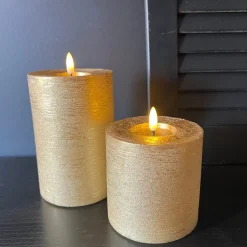 Countryfield LED Stompkaars Metallic Goud – 10cm Breed | Luxe Wax Kaarsen op Batterij | 2 Maten