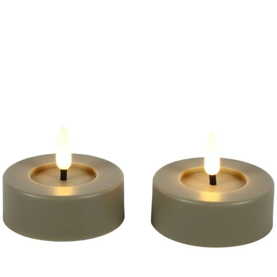 Countryfield Led Waxinelichten Taupe 2 stuks Ø 6,5 cm | Chique-Living