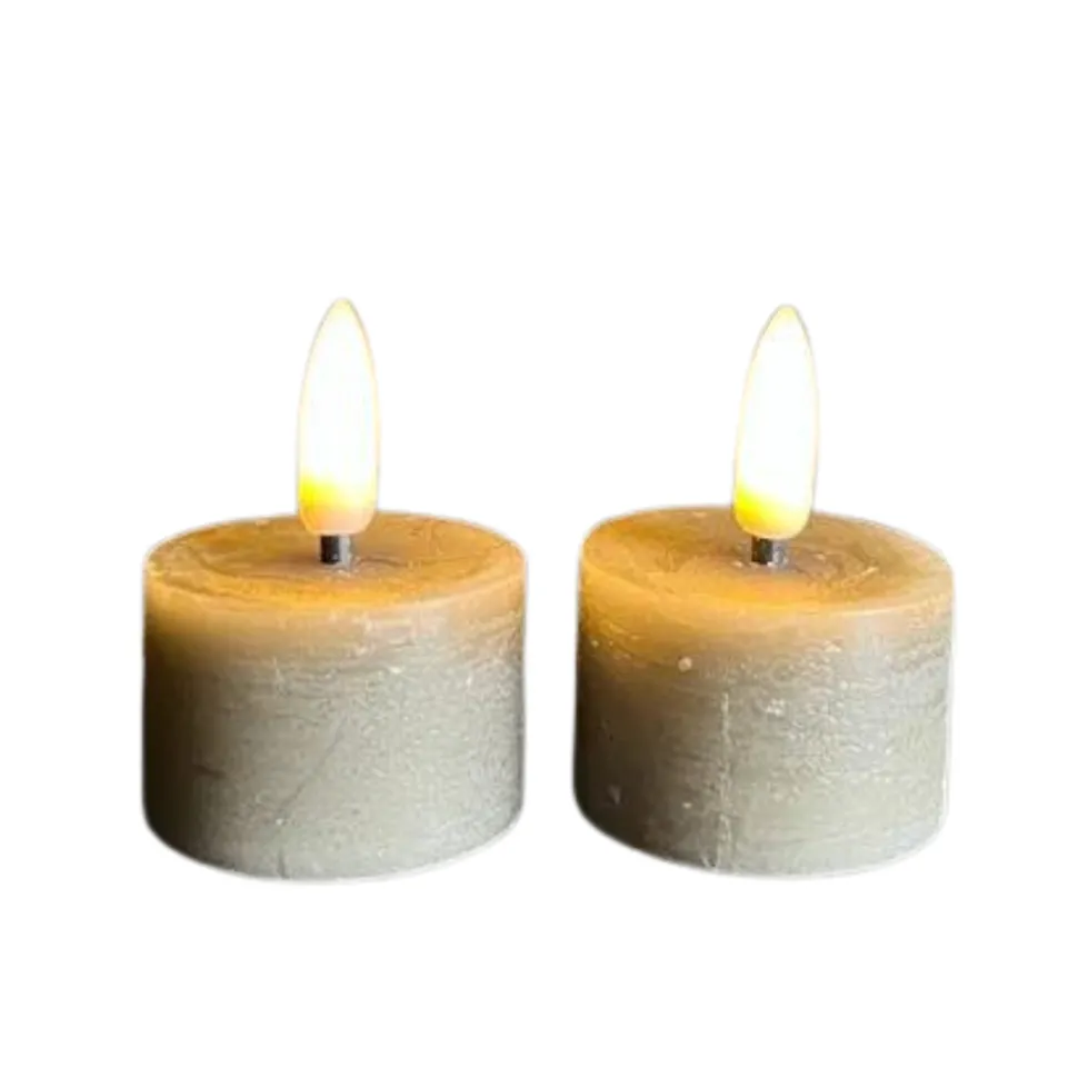 Countryfield LED Waxinelichten Taupe – Set van 2 | Realistische Nep Waxinelichtjes