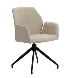 Draaibare Eetkamerstoel Storm | Beige Velvet Stoelen met Armleuning – Chique Living