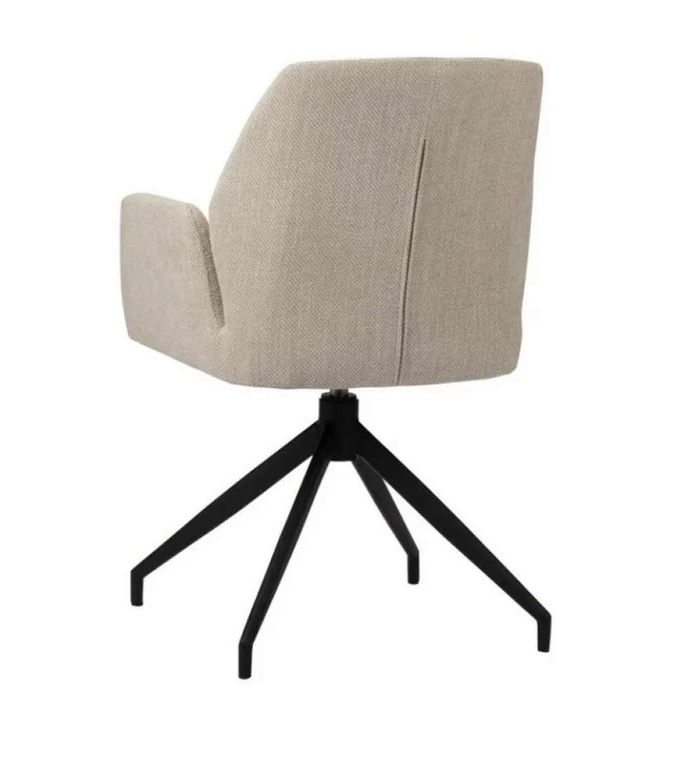 Draaibare Eetkamerstoel Storm | Beige Velvet Stoelen met Armleuning – Chique Living