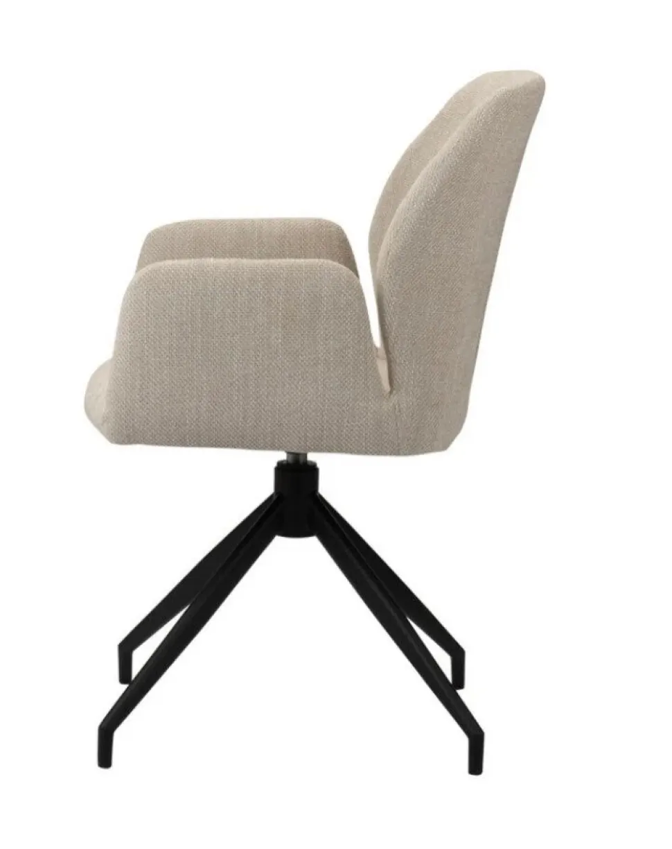 Draaibare Eetkamerstoel Storm | Beige Velvet Stoelen met Armleuning – Chique Living
