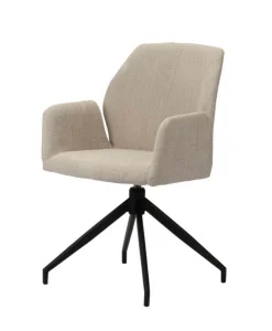 Draaibare Eetkamerstoel Storm | Beige Velvet Stoelen met Armleuning – Chique Living