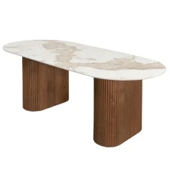 Eettafel Urban Chique 220cm | Marmerlook & Walnoot | Chique-Living