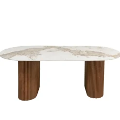 Eettafel Urban Chique 220cm | Marmerlook & Walnoot | Chique-Living