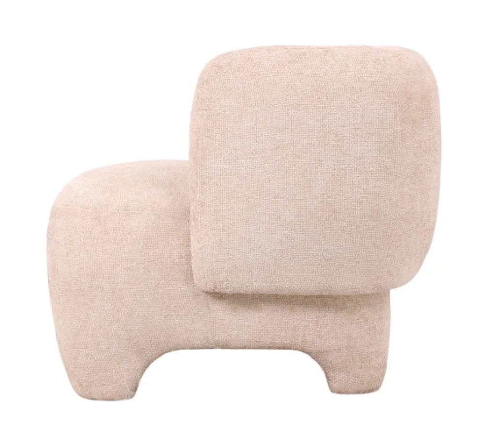 Fauteuil ‘Loraine’ Chenille Beige | Japandi Lounge Stoel 80x80x71cm