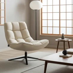 Fauteuil ‘Sep’ Bouclé Sand | Comfortabele Lounge Stoel in Scandinavische Stijl