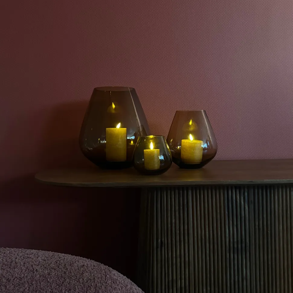 Glazen 'Tasman' Windlicht | Brown | Verkrijgbaar in 3 maten | Chique-Living