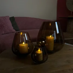 Glazen 'Tasman' Windlicht | Brown | Verkrijgbaar in 3 maten | Chique-Living