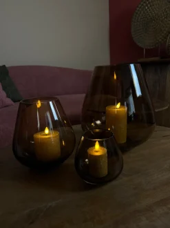 Glazen 'Tasman' Windlicht | Brown | Verkrijgbaar in 3 maten | Chique-Living