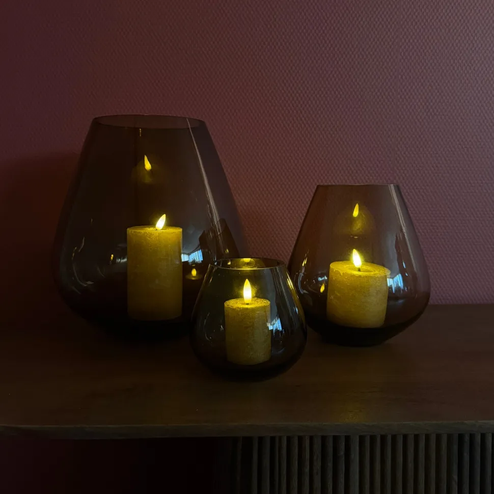 Glazen 'Tasman' Windlicht | Brown | Verkrijgbaar in 3 maten | Chique-Living