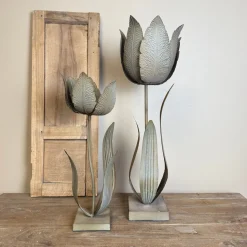 Hoge Kandelaar Tulp | Antique Taupe | In 2 maten | Chique-Living