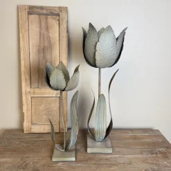 Hoge Kandelaar Tulp | Antique Taupe | In 2 maten | Chique-Living