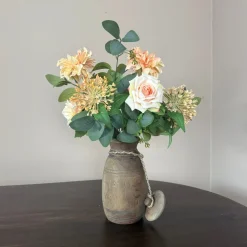 Houten Pot Inclusief Zijden Bloemen Boeket | Chique-Living