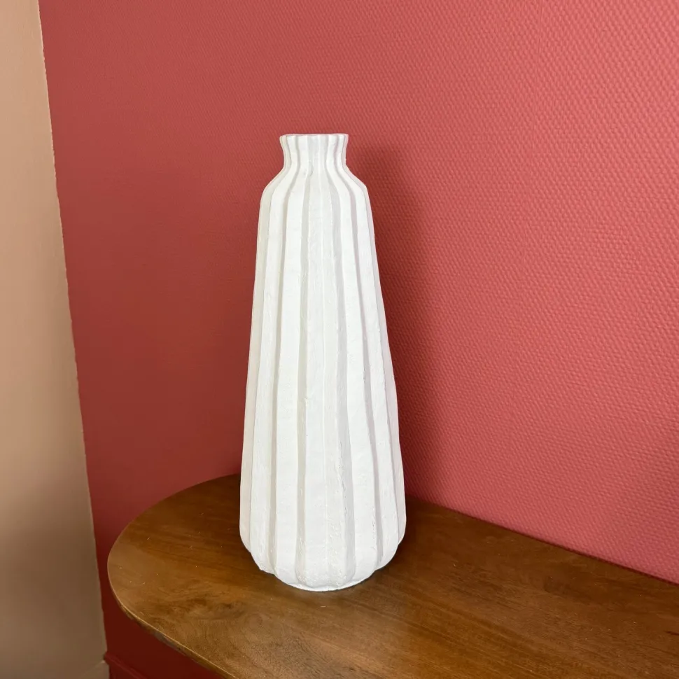 Ivory Japandi Vaas Hoog Smal – 51cm Aardewerk Vaas | Minimalistisch Design