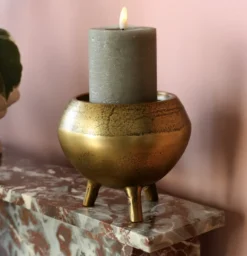 Kaarsenhouder 'Luro' | Vase The World | Goud | Ø12 x H14 cm | Chique-Living