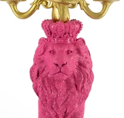 Kandelaar Leeuw kopen | Luxe Decoratieve Kandelaar Roze/Goud 35cm | Kolony – Chique Living