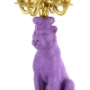Kandelaar Tijger kopen | Luxe Decoratieve Kandelaar Paars/Goud 35cm | Homebound by Kolony – Chique Living