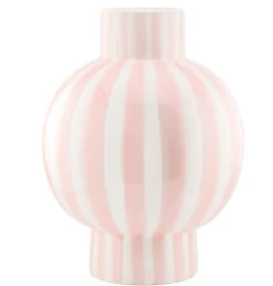 Keramische Vaas Orb Striped Roze/Wit | Chique-Living
