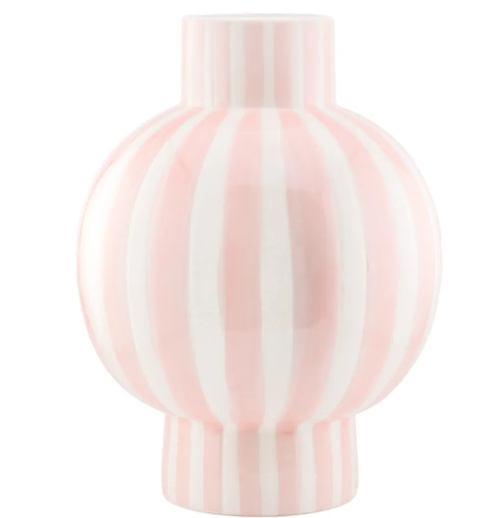 Keramische Vaas Orb Striped Roze/Wit | Chique-Living