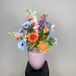 Kunstbloemen Boeket ‘Kaar’ | Inclusief Oudroze Tugela Vaas | Chique-Living