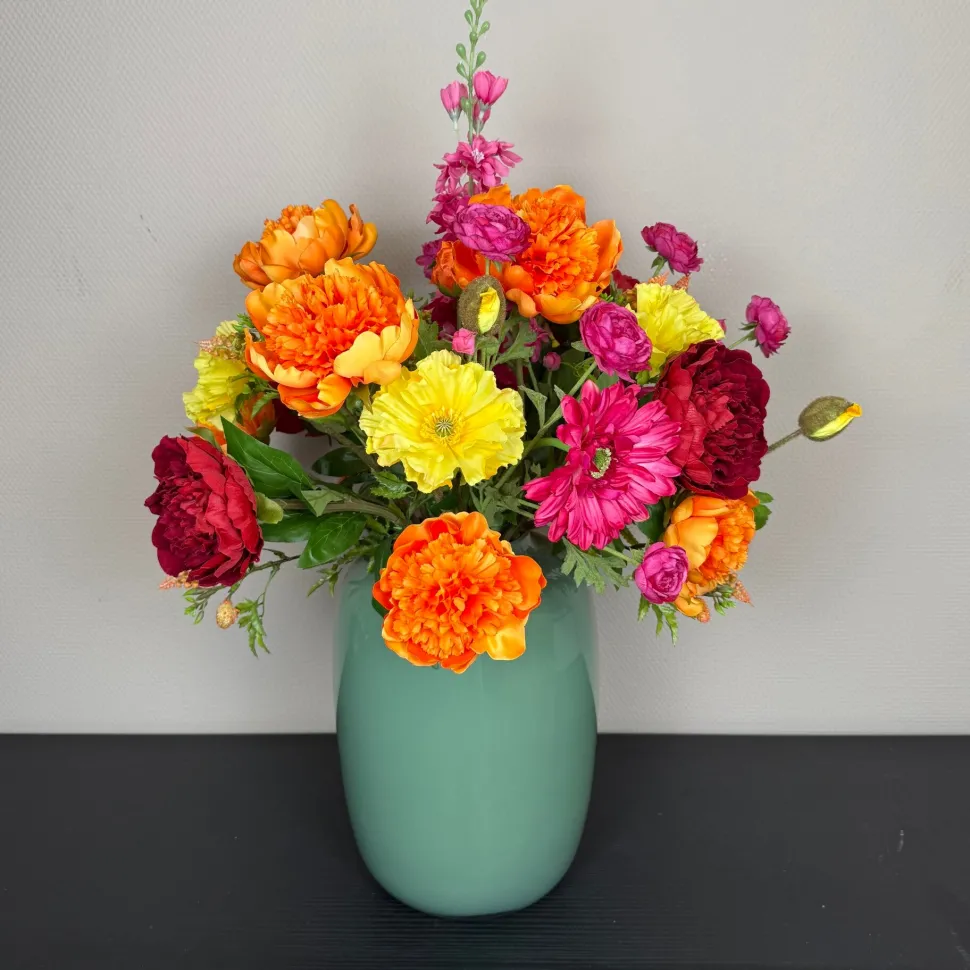 Kunstbloemen Boeket ‘Sunny Vibe’ – Met of Zonder Vaas | Chique-Living
