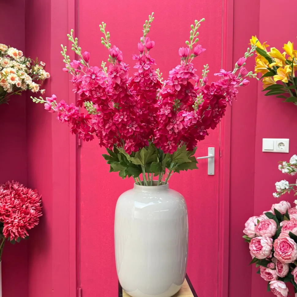 Kunstbloemen Delphinium Donkerroze 79cm – Tropische Hoogtebloem