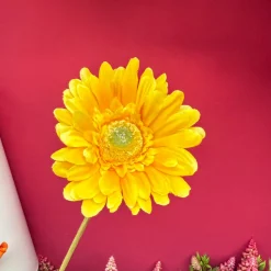 Kunstbloemen Gerbera Geel 55cm – Vrolijke, Levensechte Zijdebloem