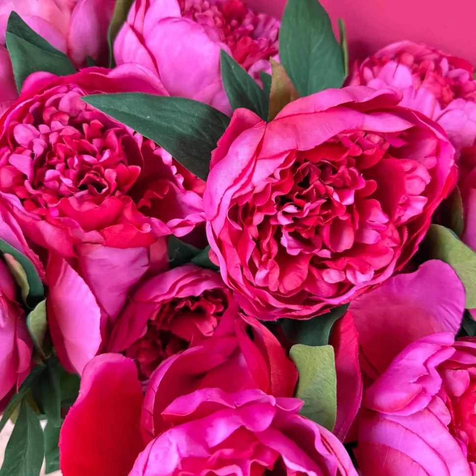 Kunstbloemen Pioenroos Donkerroze 69cm – Rijke, Romantische Bloem