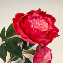 Kunstbloemen Pioenroos Koraal 69cm – Warme, Volle Bloem