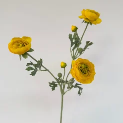 Kunstbloemen Ranonkel Geel 65cm – Tak met 3 Bloemen
