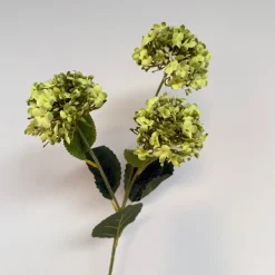 Kunstbloemen Snowball Green 61cm – Groene Tak met 3 Bollen