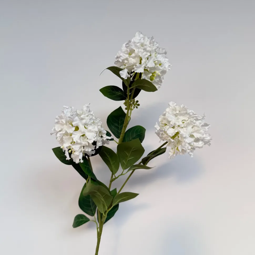 Kunstbloemen Snowball White 64cm – Tak met 3 Bollen