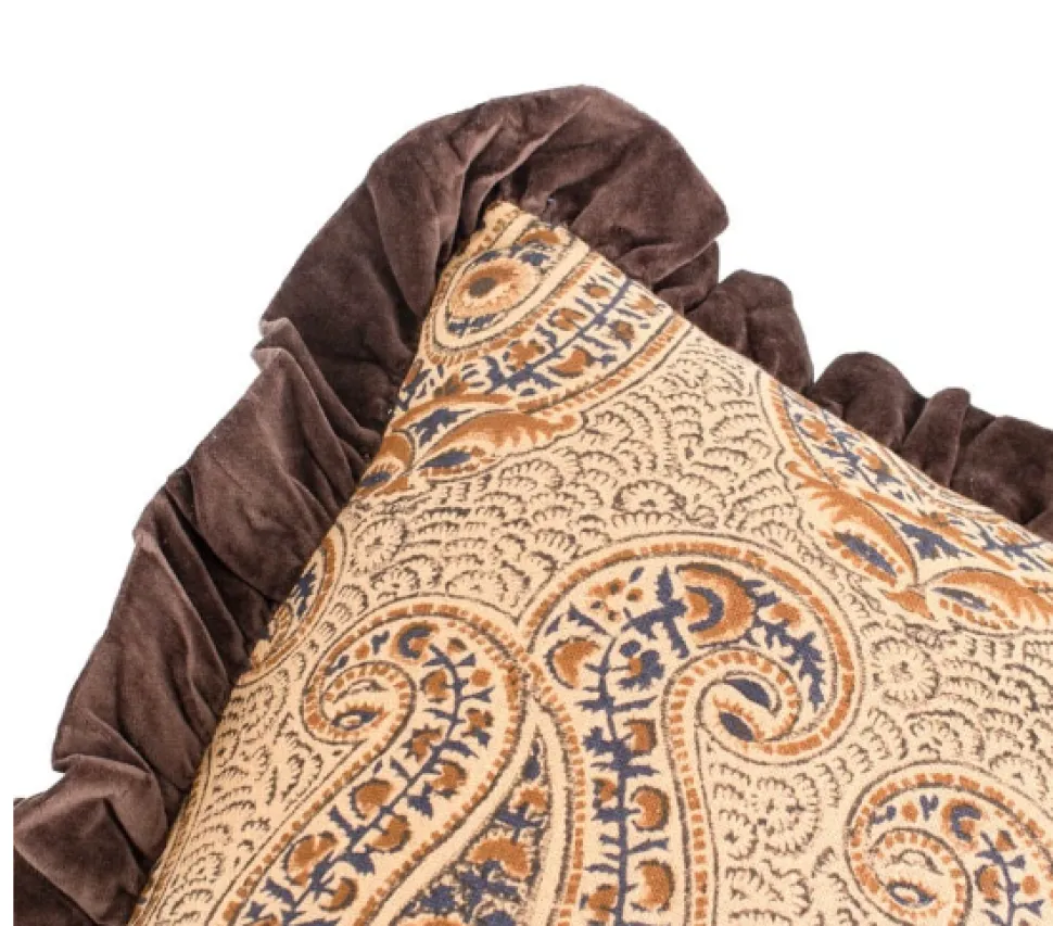 Kussen ‘Batik met Roezels’ Sandstone kopen | Luxe Sierkussen 45x45cm met Print | Chique Living